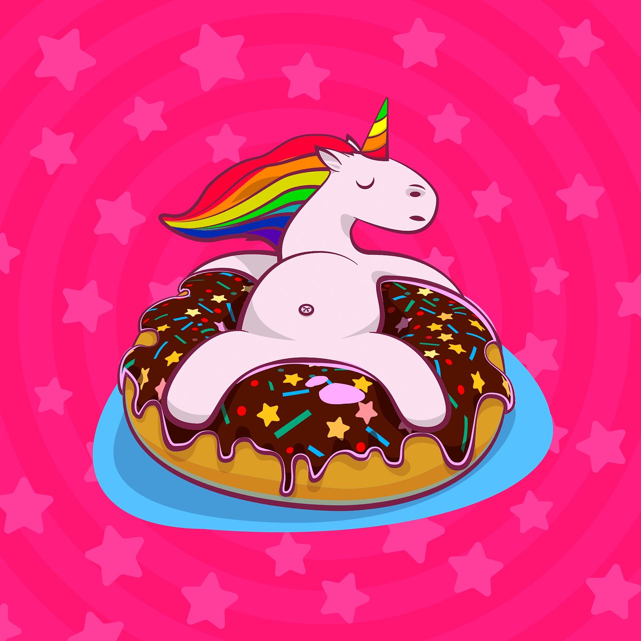 unicorn, donut, rainbow